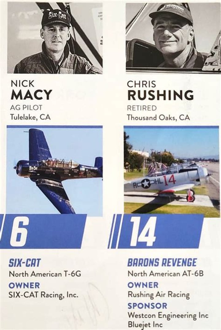 Chris Rushing and Nick Macy Killed in Accident at Reno Championship Air Races